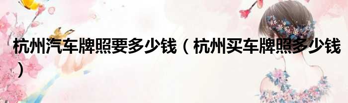 杭州汽车牌照要多少钱（杭州买车牌照多少钱）
