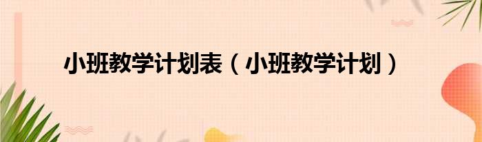 小班教学计划表（小班教学计划）