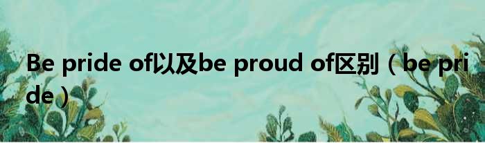 Be pride of以及be proud of区别（be pride）