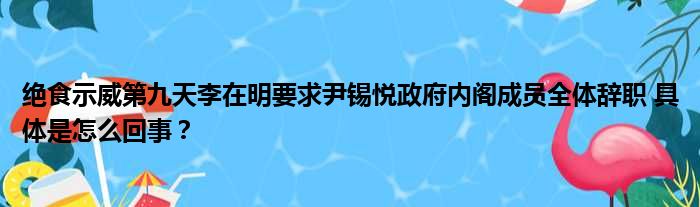 绝食示威第九天李在明要求尹锡悦政府内阁成员全体辞职 具体是怎么回事？
