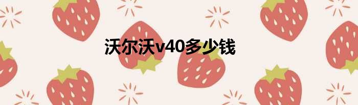 沃尔沃v40多少钱