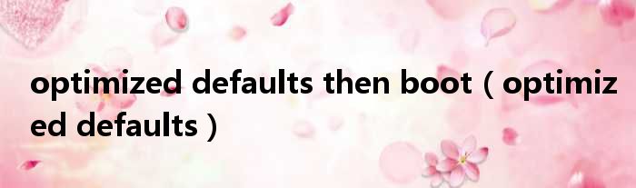 optimized defaults then boot（optimized defaults）
