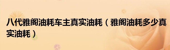 八代雅阁油耗车主真实油耗（雅阁油耗多少真实油耗）