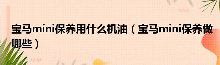宝马mini保养用什么机油（宝马mini保养做哪些）