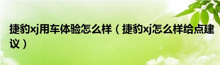 捷豹xj用车体验怎么样（捷豹xj怎么样给点建议）