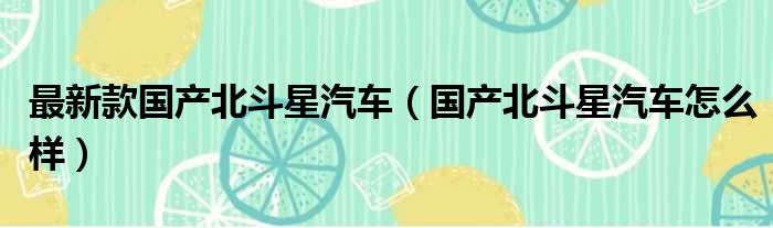 最新款国产北斗星汽车（国产北斗星汽车怎么样）