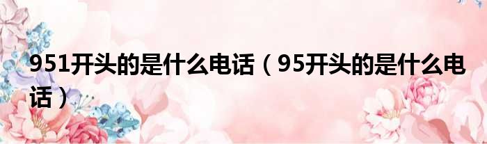 951开头的是什么电话（95开头的是什么电话）