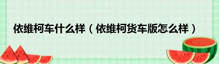 依维柯车什么样（依维柯货车版怎么样）