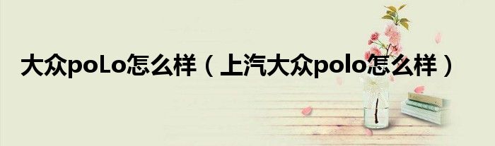 大众poLo怎么样（上汽大众polo怎么样）