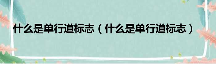 什么是单行道标志（什么是单行道标志）