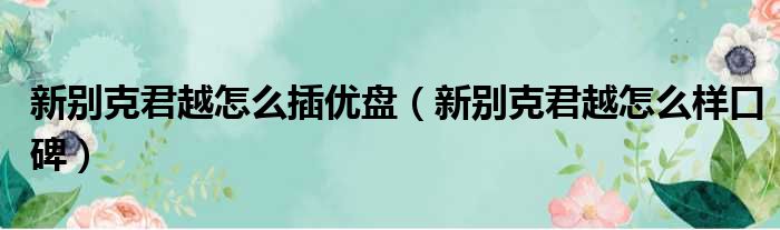 新别克君越怎么插优盘（新别克君越怎么样口碑）
