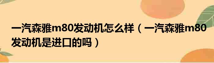 一汽森雅m80发动机怎么样（一汽森雅m80发动机是进口的吗）