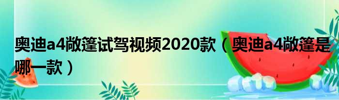 奥迪a4敞篷试驾视频2020款（奥迪a4敞篷是哪一款）