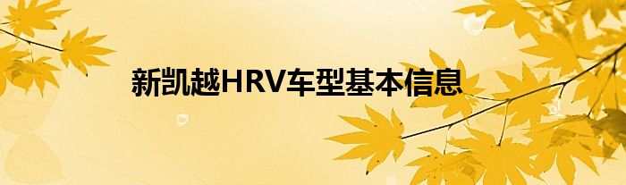 新凯越HRV车型基本信息