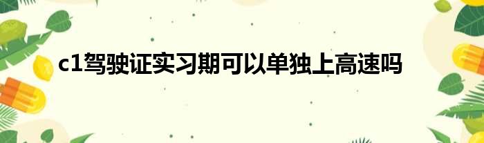 c1驾驶证实习期可以单独上高速吗
