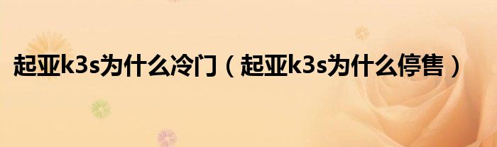 起亚k3s为什么冷门（起亚k3s为什么停售）