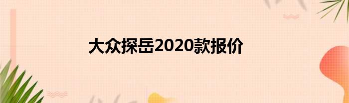 大众探岳2020款报价