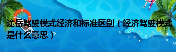 途岳驾驶模式经济和标准区别（经济驾驶模式是什么意思）