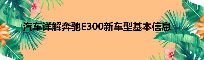 汽车详解奔驰E300新车型基本信息