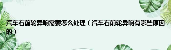汽车右前轮异响需要怎么处理（汽车右前轮异响有哪些原因的）