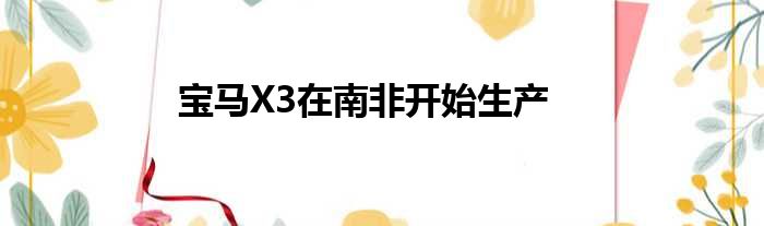 宝马X3在南非开始生产