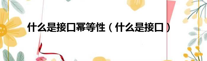 什么是接口幂等性（什么是接口）