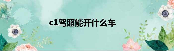 c1驾照能开什么车