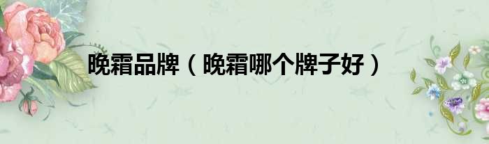 晚霜品牌（晚霜哪个牌子好）
