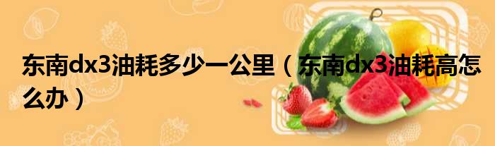 东南dx3油耗多少一公里（东南dx3油耗高怎么办）