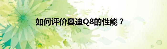 如何评价奥迪Q8的性能？