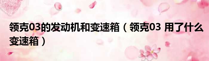 领克03的发动机和变速箱（领克03 用了什么变速箱）