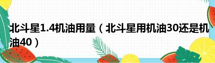 北斗星1.4机油用量（北斗星用机油30还是机油40）