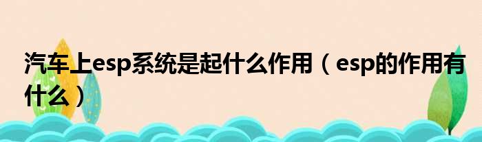 汽车上esp系统是起什么作用（esp的作用有什么）