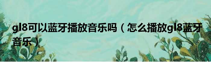 gl8可以蓝牙播放音乐吗（怎么播放gl8蓝牙音乐）