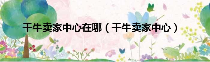 千牛卖家中心在哪（千牛卖家中心）