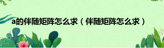 a的伴随矩阵怎么求（伴随矩阵怎么求）