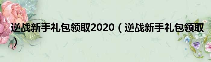 逆战新手礼包领取2020（逆战新手礼包领取）
