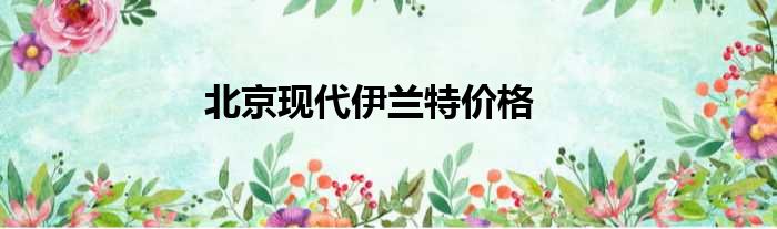 北京现代伊兰特价格