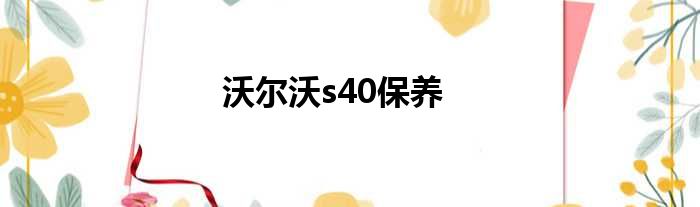 沃尔沃s40保养
