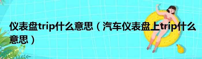 仪表盘trip什么意思（汽车仪表盘上trip什么意思）