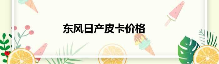 东风日产皮卡价格