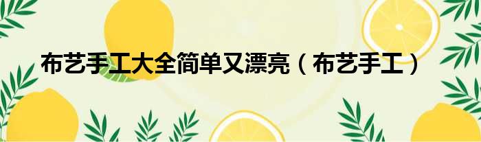 布艺手工大全简单又漂亮（布艺手工）