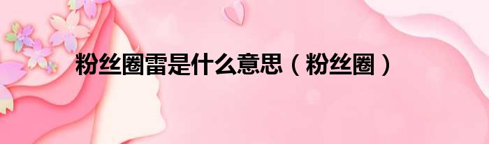 粉丝圈雷是什么意思（粉丝圈）