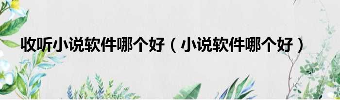 收听小说软件哪个好（小说软件哪个好）
