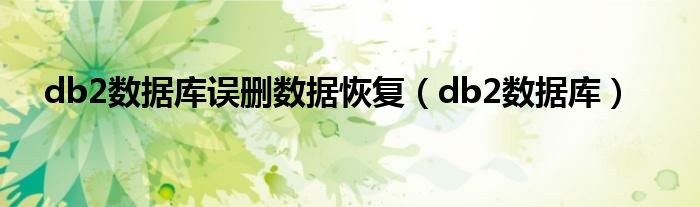 db2数据库误删数据恢复（db2数据库）
