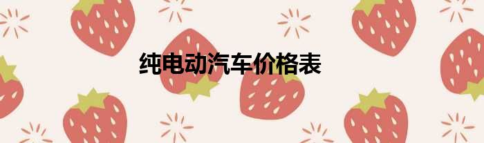 纯电动汽车价格表