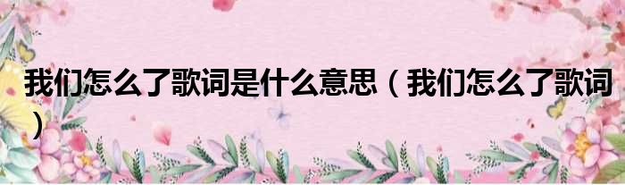 我们怎么了歌词是什么意思（我们怎么了歌词）