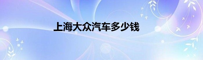 上海大众汽车多少钱