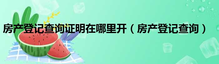 房产登记查询证明在哪里开（房产登记查询）