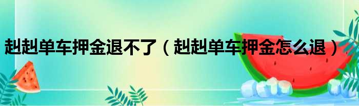 赳赳单车押金退不了（赳赳单车押金怎么退）